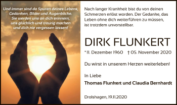 Todesanzeige von Dirk Flunkert von WA
