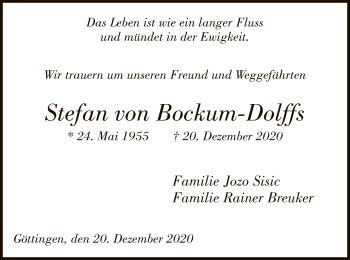 Todesanzeige von Stefan von Bockum-Dolffs von WA