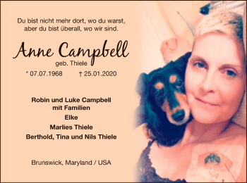 Todesanzeige von Anne Campbell von MZV