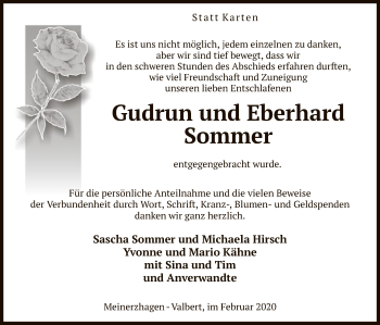 Todesanzeige von Gudrun und Eberhard Sommer von MZV