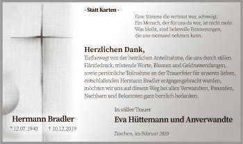 Todesanzeige von Hermann Bradler von MZV