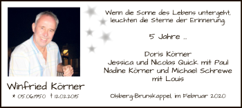 Todesanzeige von Winfried Körner von MZV