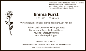 Todesanzeige von Emma Fürst von MZV