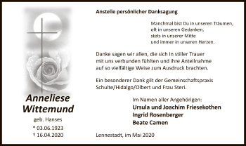 Todesanzeige von Anneliese Wittenrund von WA