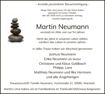 Todesanzeige von Martin Neumann von WA