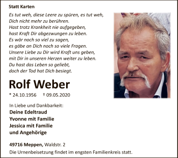 Todesanzeige von Rolf Weber von WA
