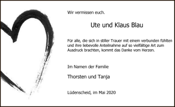 Todesanzeige von Ute und Klaus Blau von WA