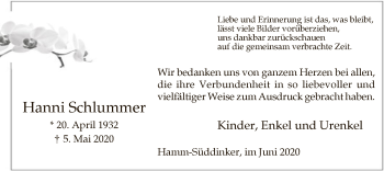 Todesanzeige von Hanni Schlummer von WA