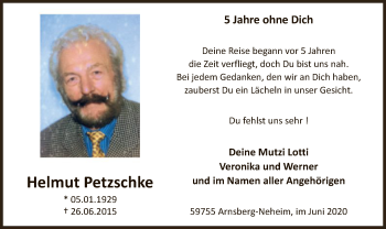 Todesanzeige von Helmut Petzschke von WA