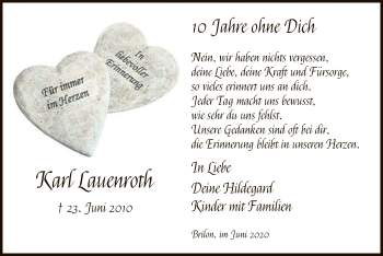 Todesanzeige von Karl Lauenroth von WA