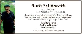 Todesanzeige von Ruth Schönrath von WA
