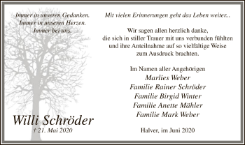 Todesanzeige von Willi Schröder von WA