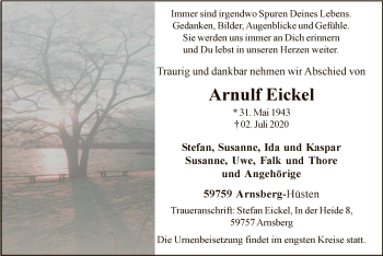 Todesanzeige von Arnulf Eickel von WA