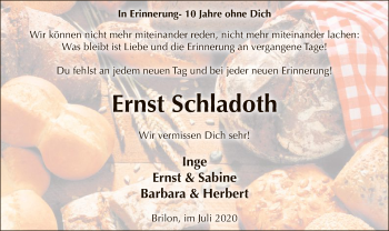 Todesanzeige von Ernst Schladoth von WA