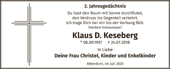 Todesanzeige von Klaus D. Keseberg von WA