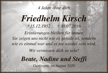 Todesanzeige von Friedhelm Kirsch von WA