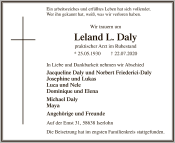 Todesanzeige von Leland L. Daly von WA