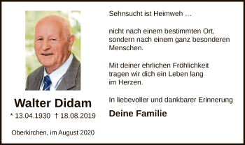 Todesanzeige von Walter Didam von WA