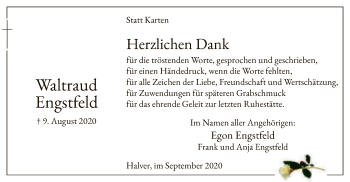 Todesanzeige von Waltraud Engstfeld von WA