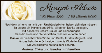 Todesanzeige von Margot Adam von WA