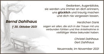 Todesanzeige von Bernd Dahlhaus von WA
