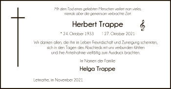 Todesanzeige von Herbert Trappe von WA