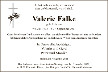 Todesanzeige von Valerie Falke von WA
