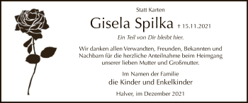 Todesanzeige von Gisela Spilka von WA