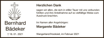 Todesanzeige von Bernhard Bädeker von WA