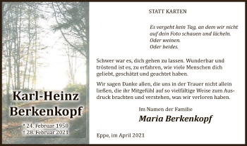 Todesanzeige von Karl-Heinz Berkenkopf von WA