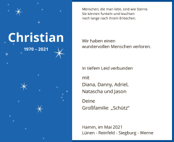 Todesanzeige von Chrisitan  von WA