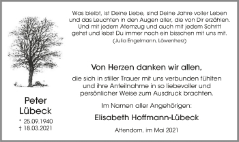 Todesanzeige von Peter Lübeck von WA