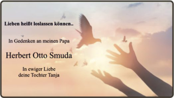 Todesanzeige von Herbert Otto Smuda von WA