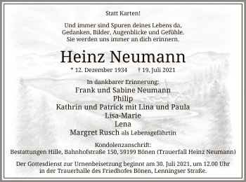 Todesanzeige von Heinz Neumann von WA