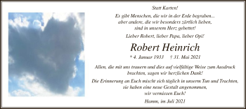 Todesanzeige von Robert Heinrich von WA
