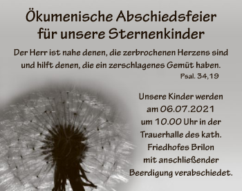 Todesanzeige von Sternenkinder  von WA