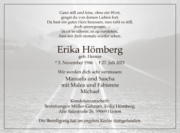 Todesanzeige von Erika Hömberg von WA