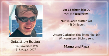Todesanzeige von Sebastian Böcker von WA
