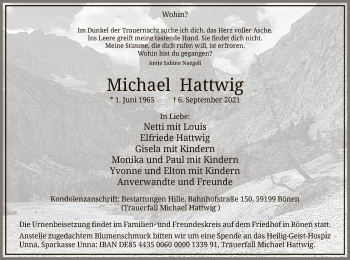 Todesanzeige von Michael Hattwig von WA