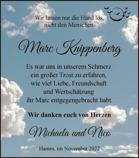 Todesanzeige von Marc Knippenberg von WA