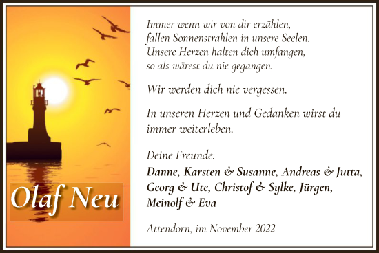 Todesanzeige von Olaf Neu von WA