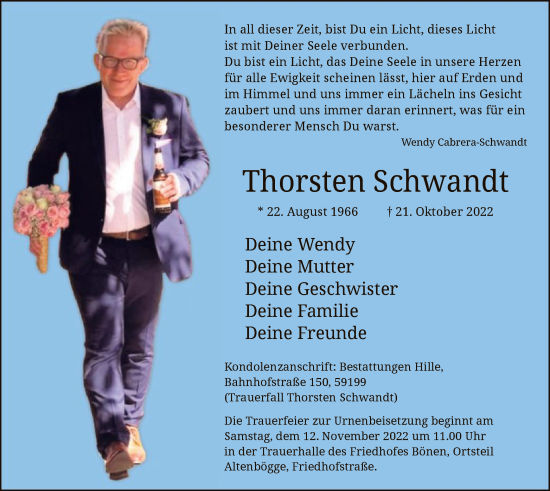 Todesanzeige von Thorsten Schwandt von WA