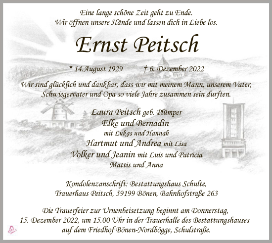 Todesanzeige von Ernst Peitsch von WA