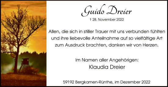 Todesanzeige von Guido Dreier von WA