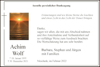 Todesanzeige von Achim Wolf von WA