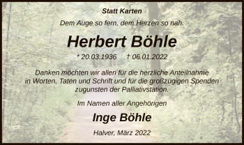 Todesanzeige von Herbert Böhle von WA