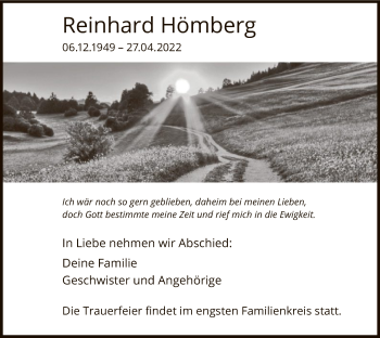 Todesanzeige von Reinhard Hömberg von WA