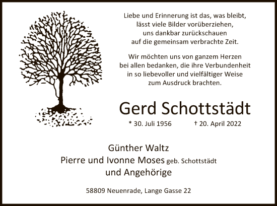 Todesanzeige von Gerd Schottstädt von WA