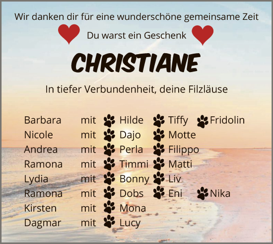 Todesanzeige von Christiane  von WA