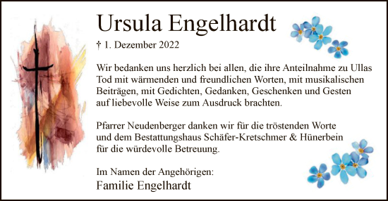 Todesanzeige von Ursula Engelhardt von WA